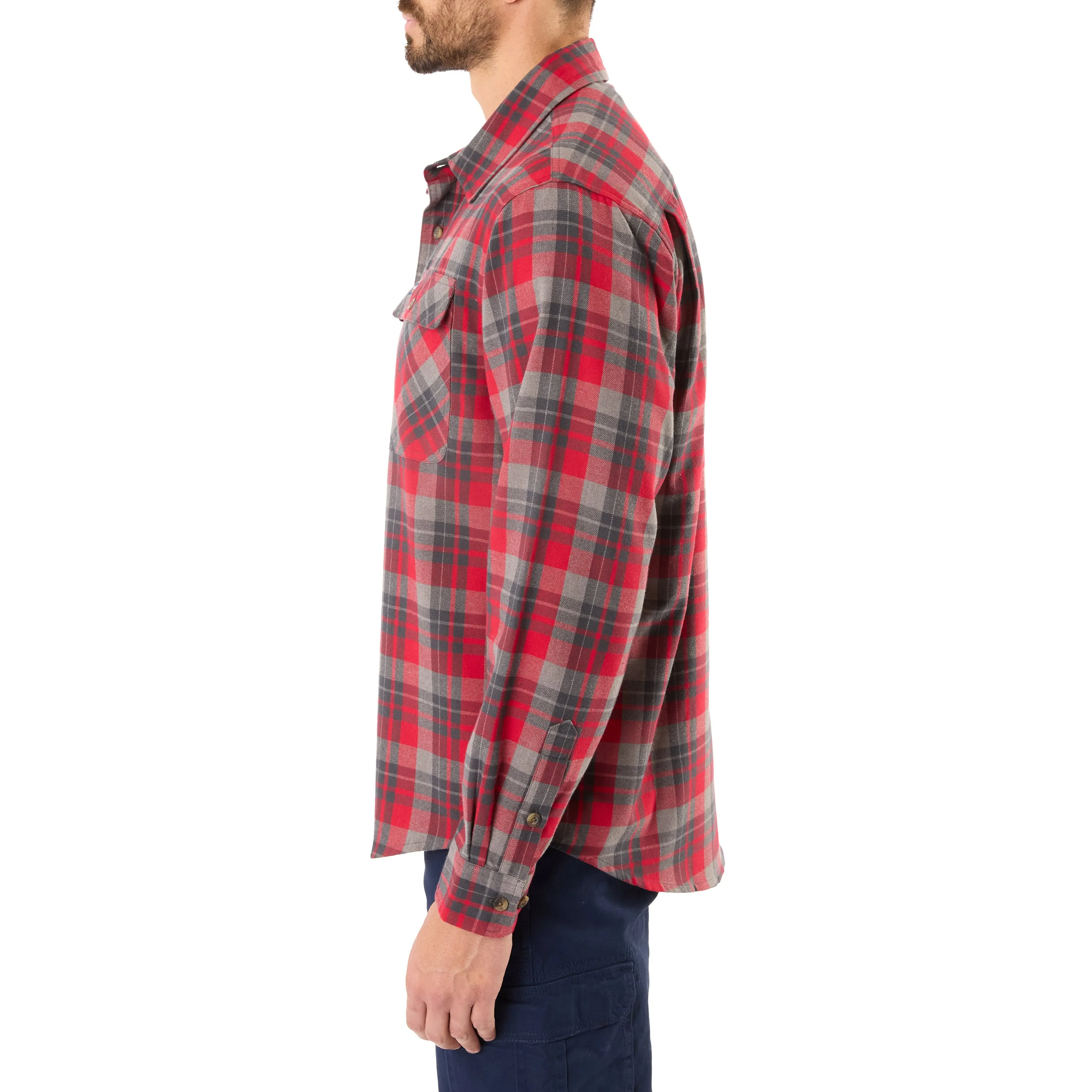 LONG SLEEVE 2-POCKET PLAID FLANNEL SHIRT WITH PEN-SLOT