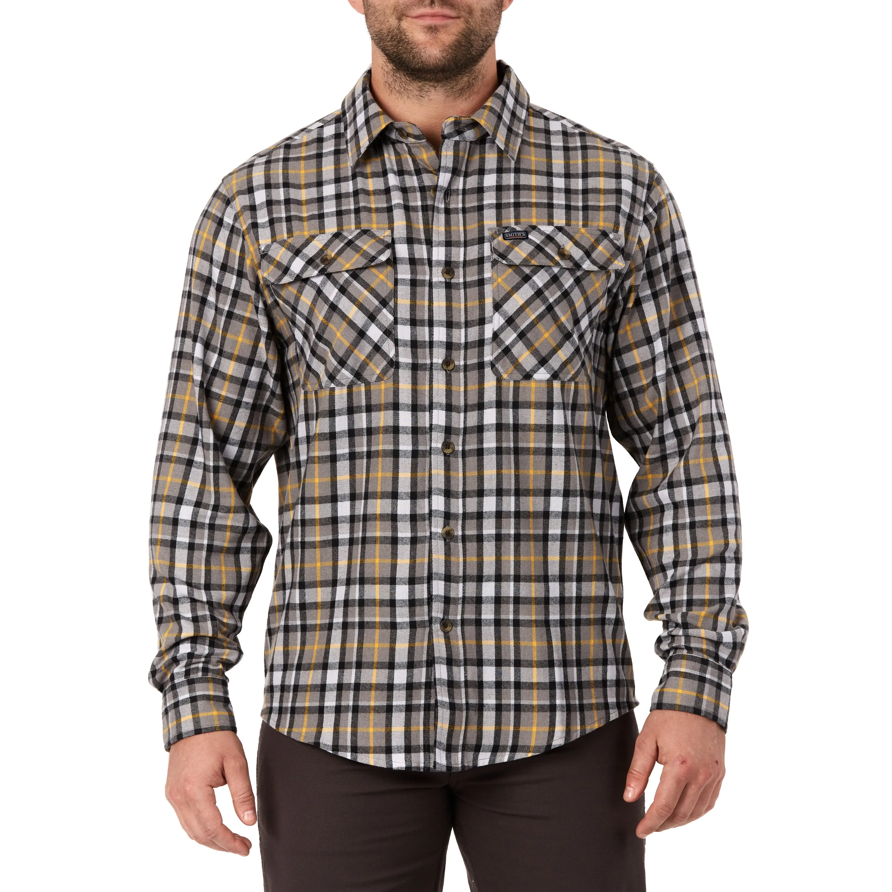 LONG SLEEVE 2-POCKET PLAID FLANNEL SHIRT WITH PEN-SLOT