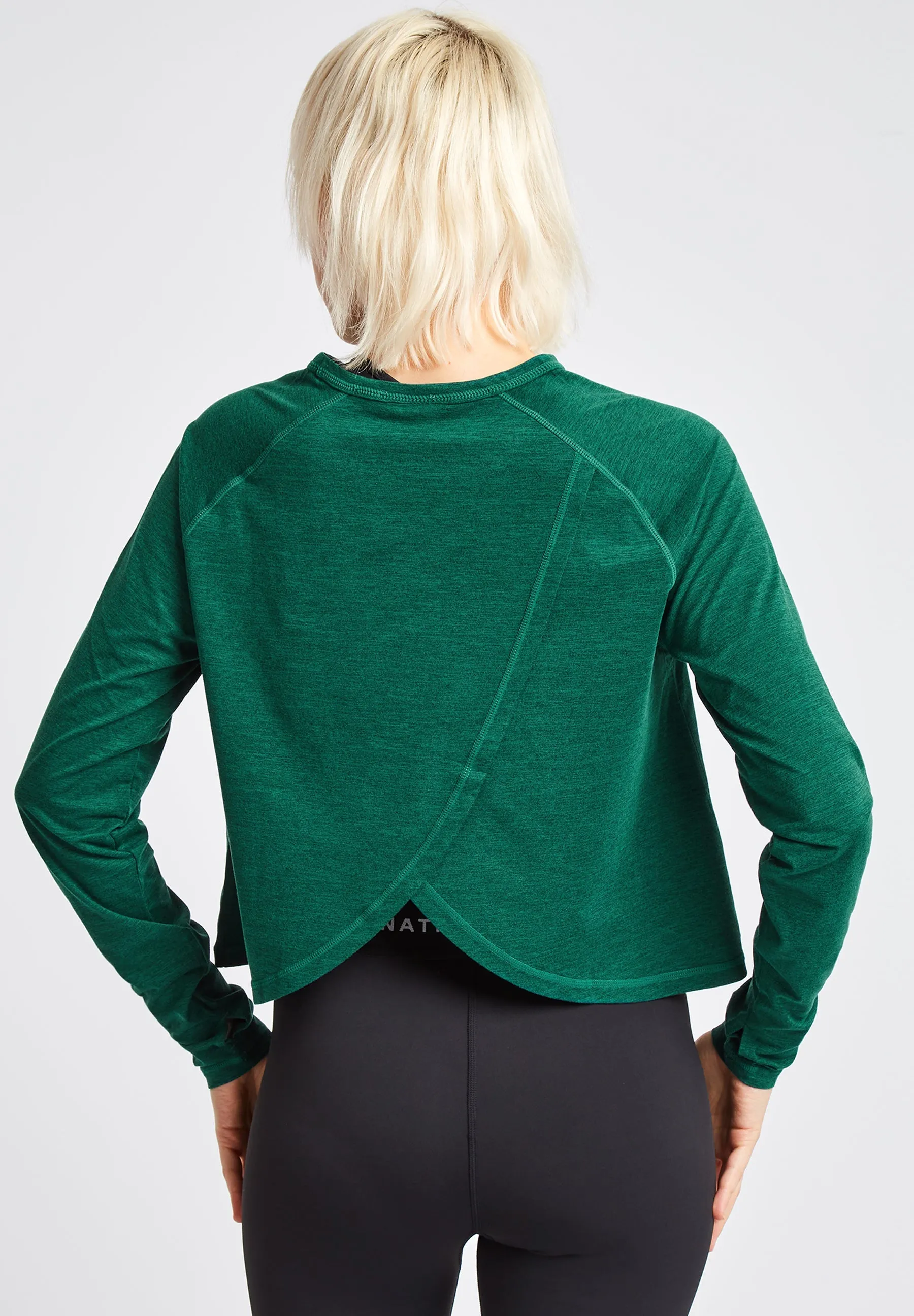 Long sleeve T-Shirt With Cross Over Back-Green