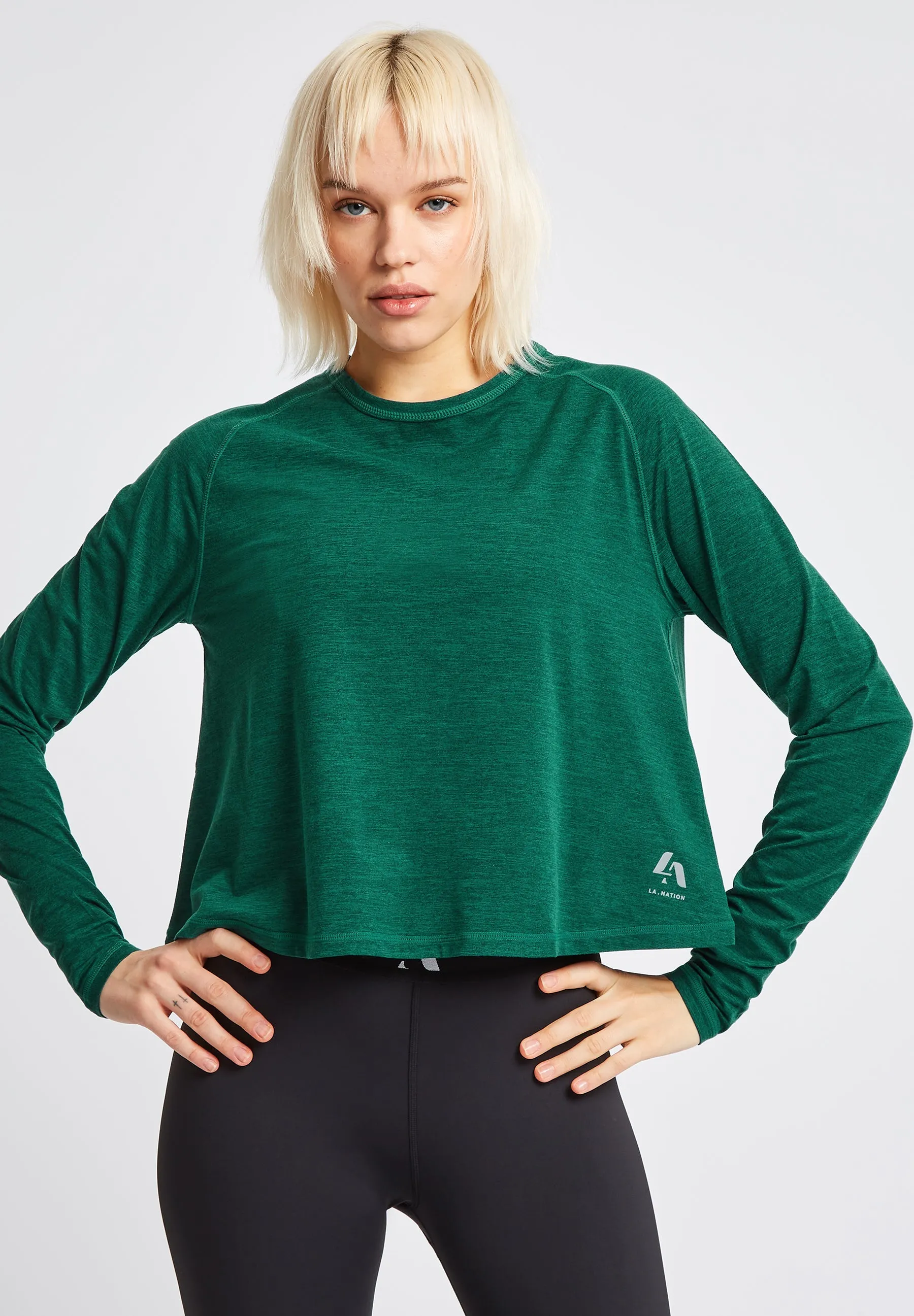 Long sleeve T-Shirt With Cross Over Back-Green