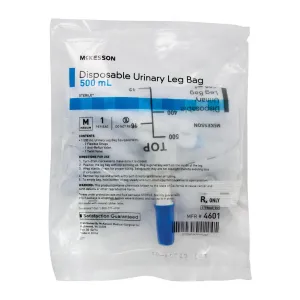 McKesson Urinary Leg Bag with Anti-Reflux Valve, 500 mL