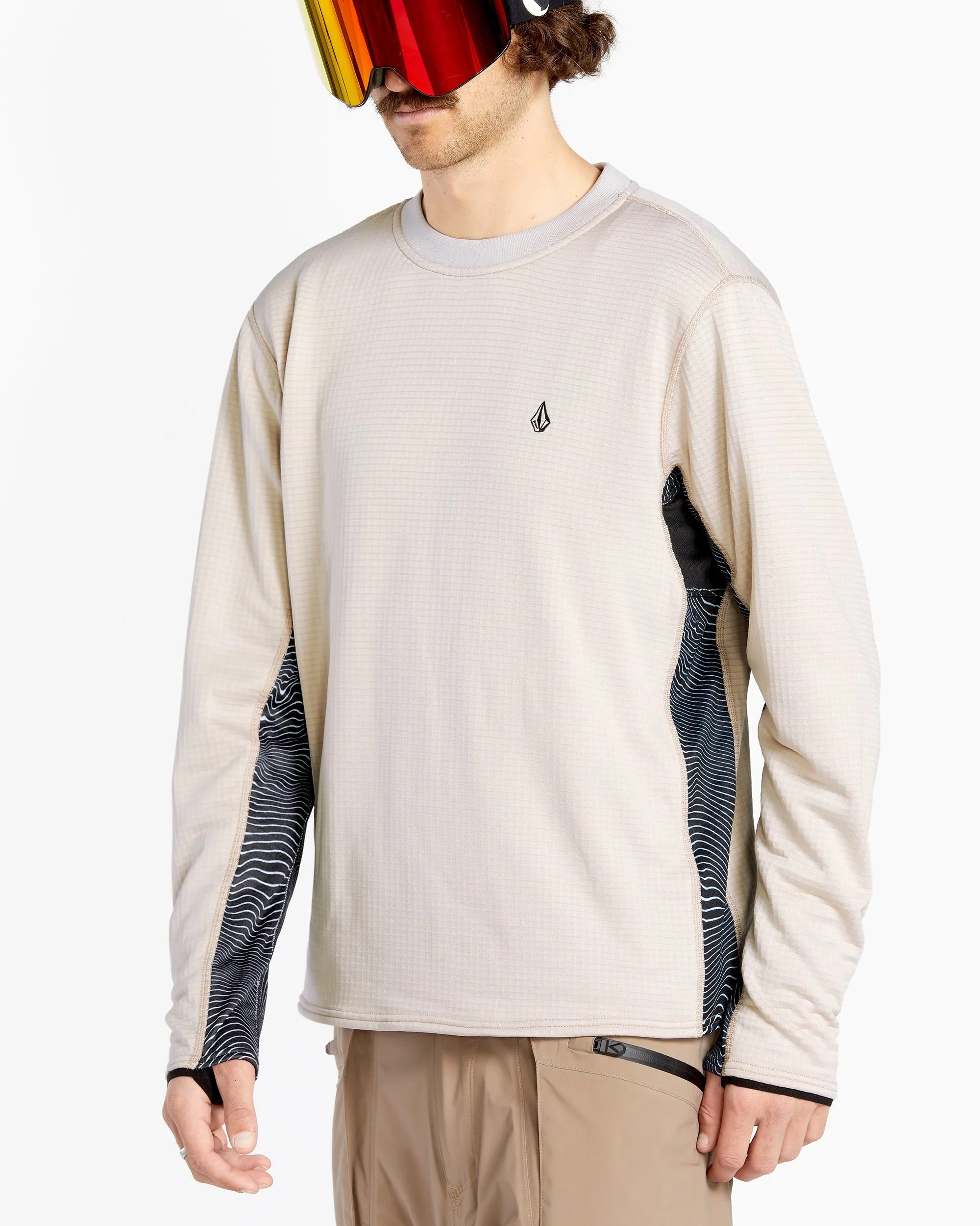 Mens Gridlock Crew Fleece - Stone