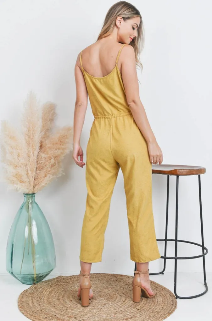 Moss Spaghetti Strap Jumpsuit