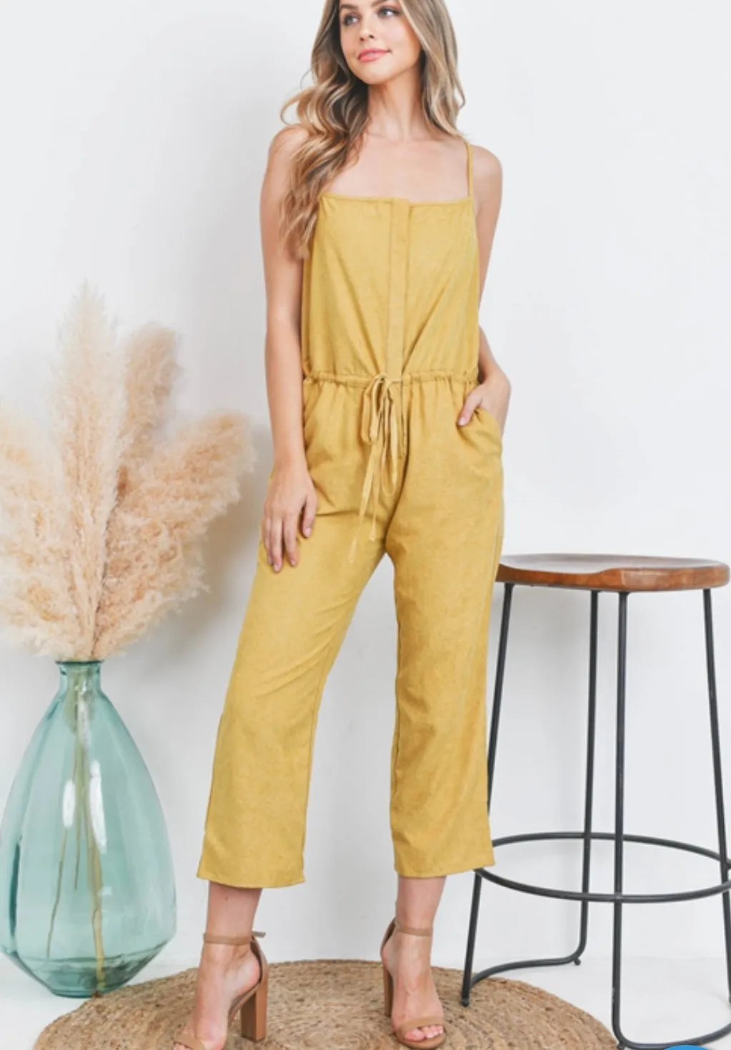 Moss Spaghetti Strap Jumpsuit