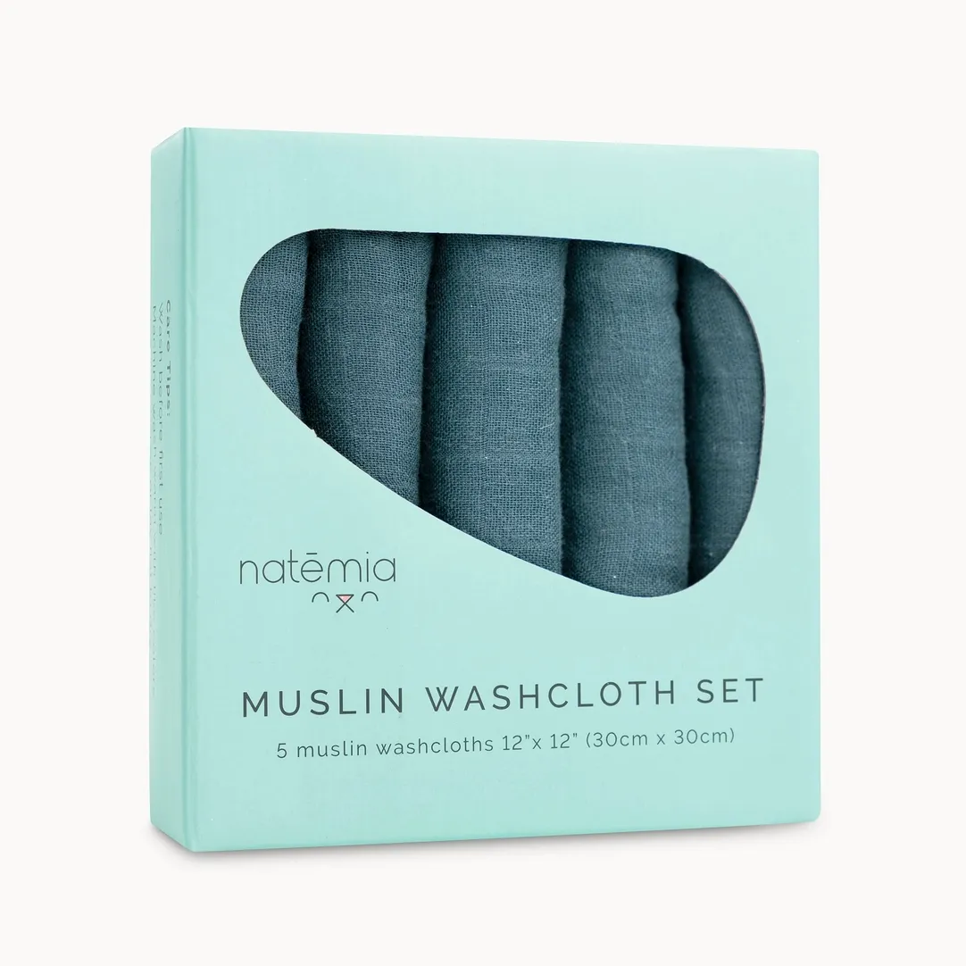 Natemia Ultra Soft Muslin Bamboo Washcloths - 5 Pack