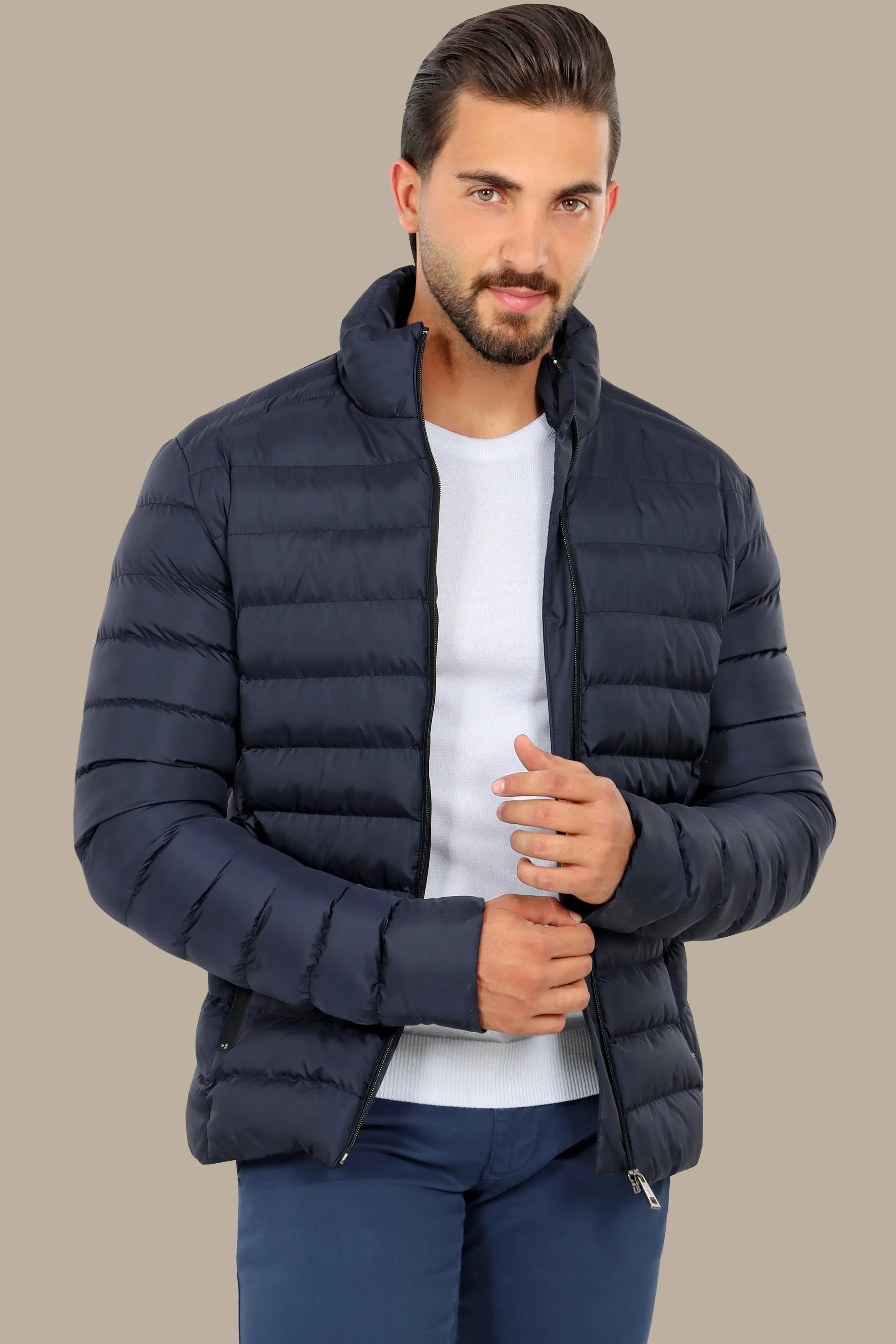 Navy Bliss: Puffer Padded Jacket for Stylish Warmth