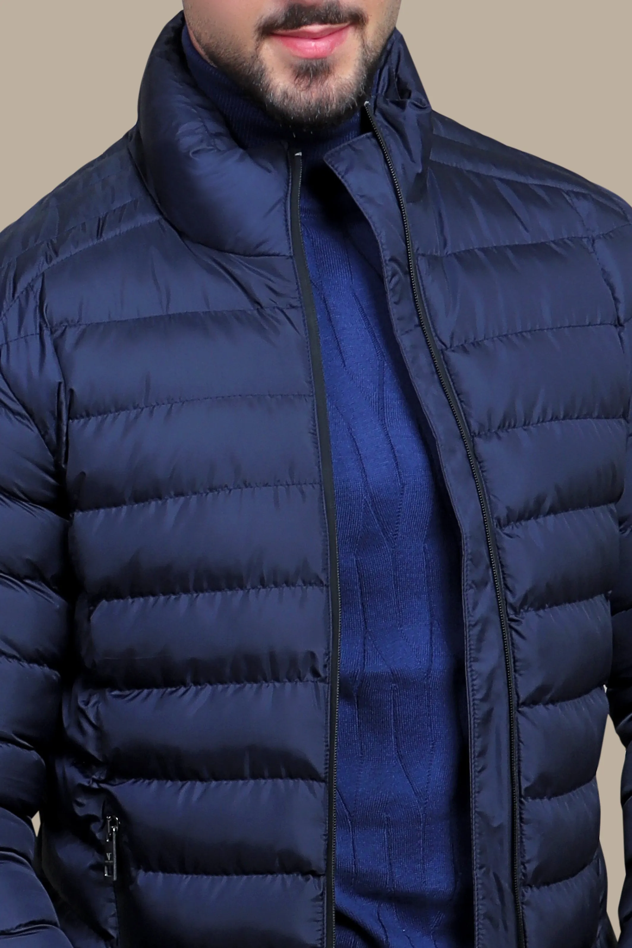 Navy Bliss: Puffer Padded Jacket for Stylish Warmth