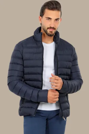 Navy Bliss: Puffer Padded Jacket for Stylish Warmth