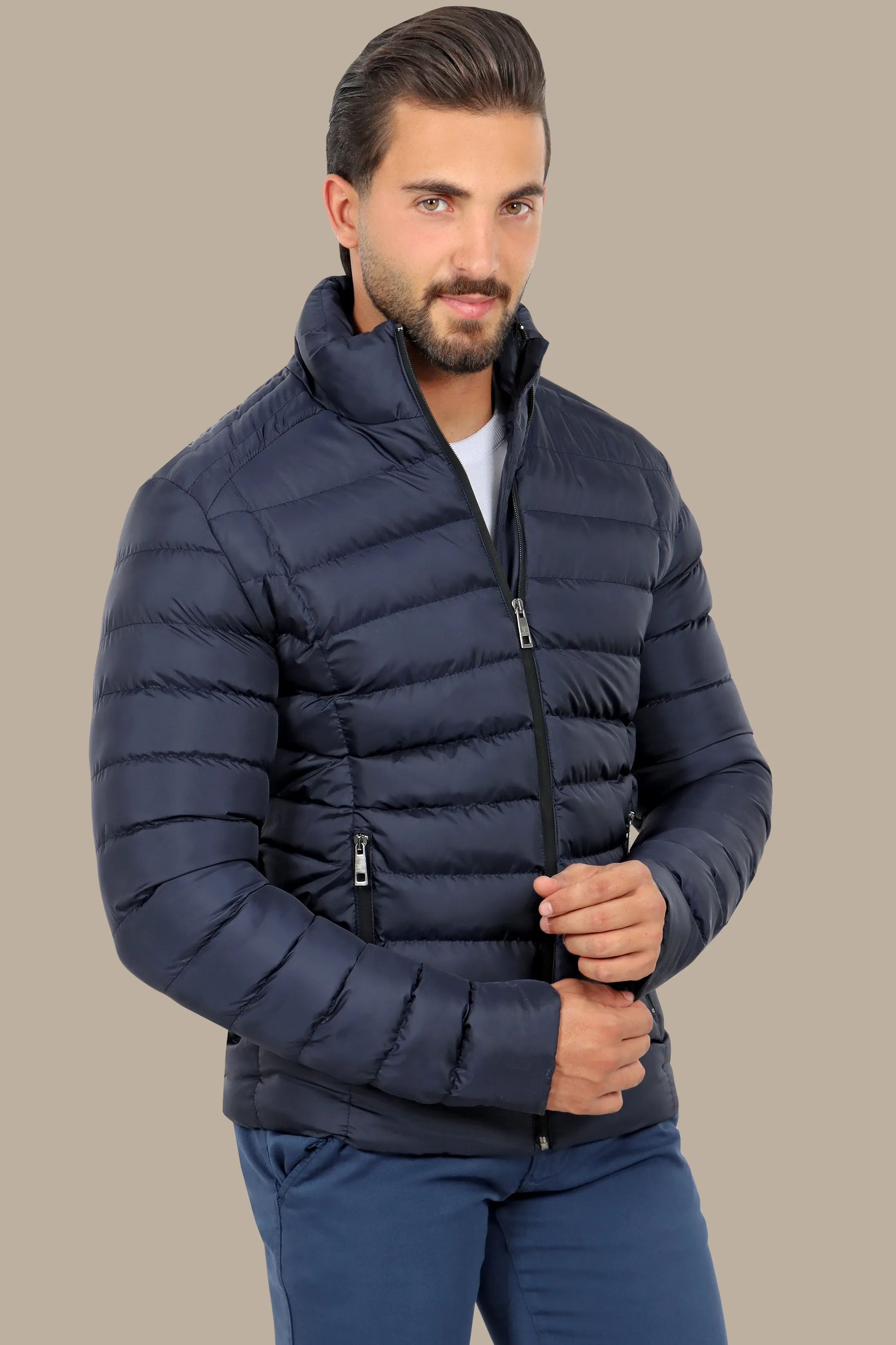 Navy Bliss: Puffer Padded Jacket for Stylish Warmth