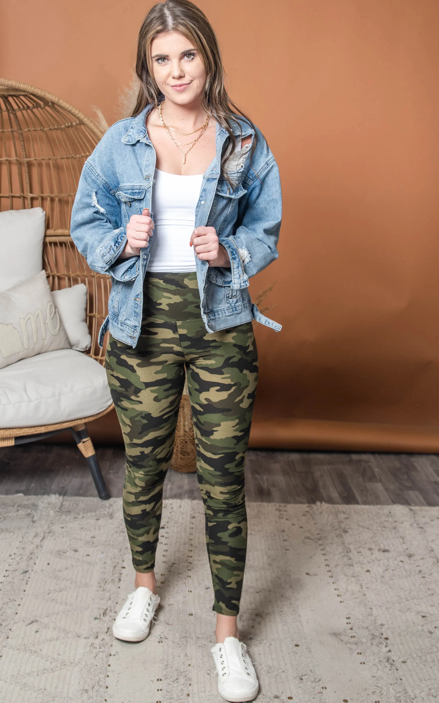 Olive Camo Yoga Leggings - Final Sale