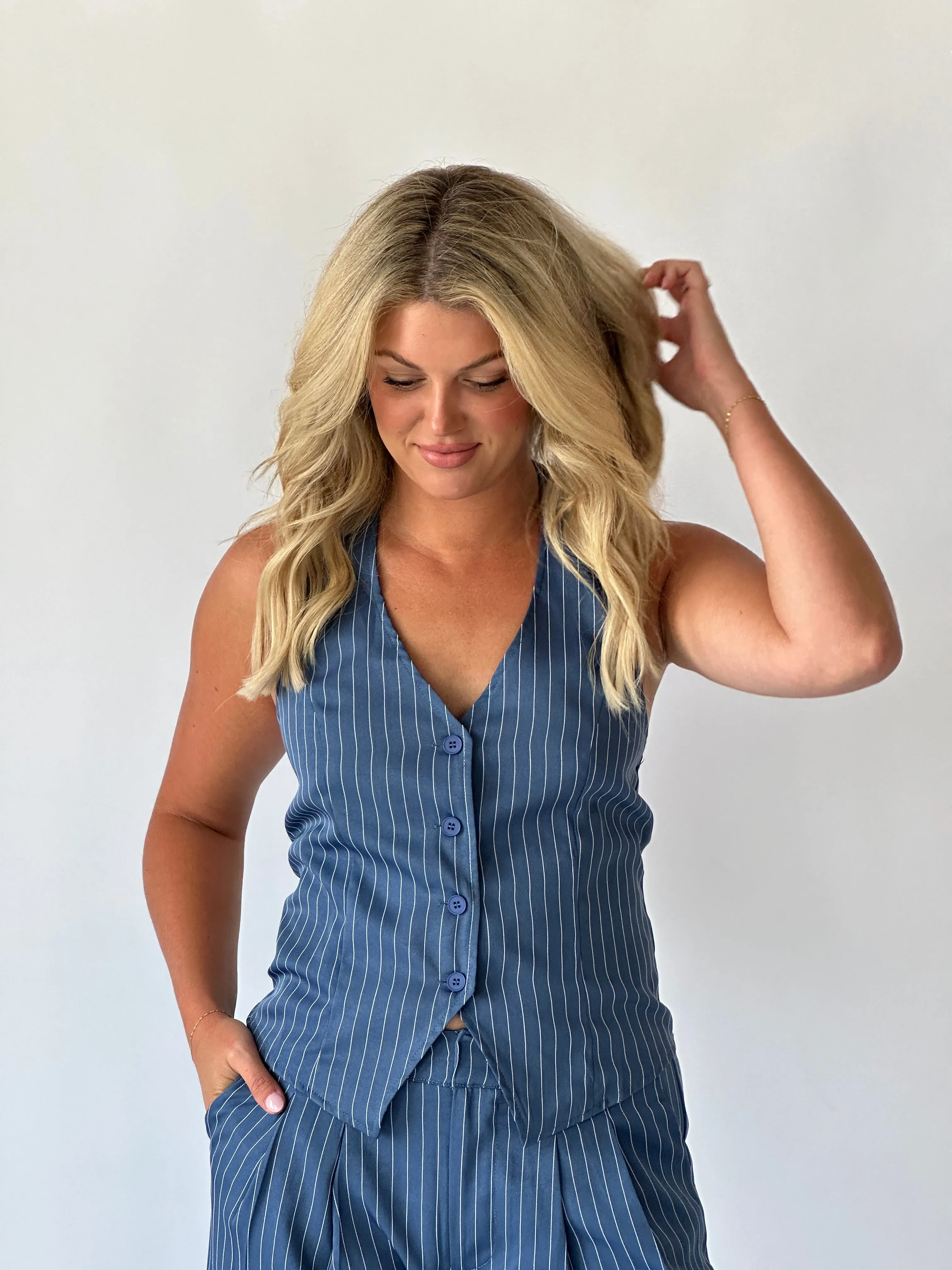 Pinstripe Halter Vest