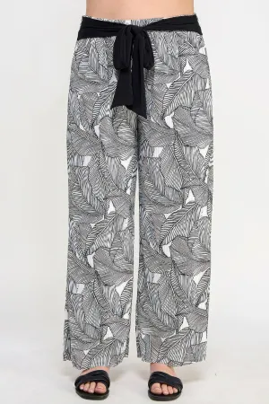 Plisse Palm Print Pants