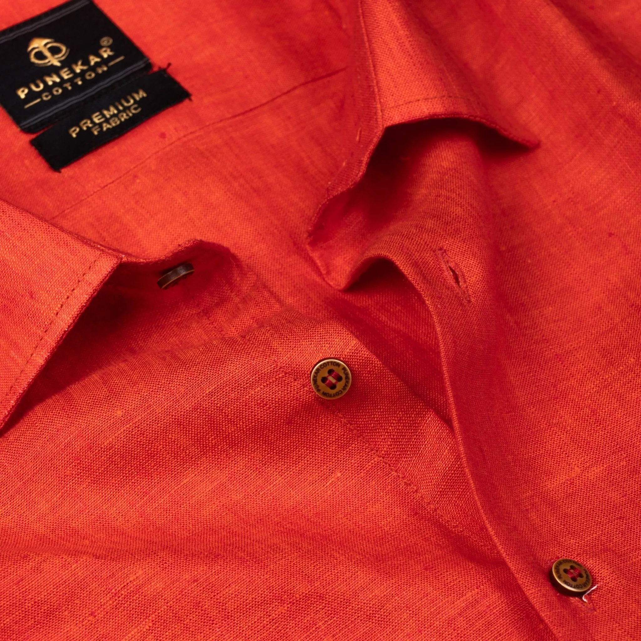 Red Color Prime Linen Shirt For Men