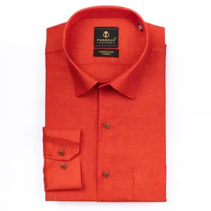 Red Color Prime Linen Shirt For Men