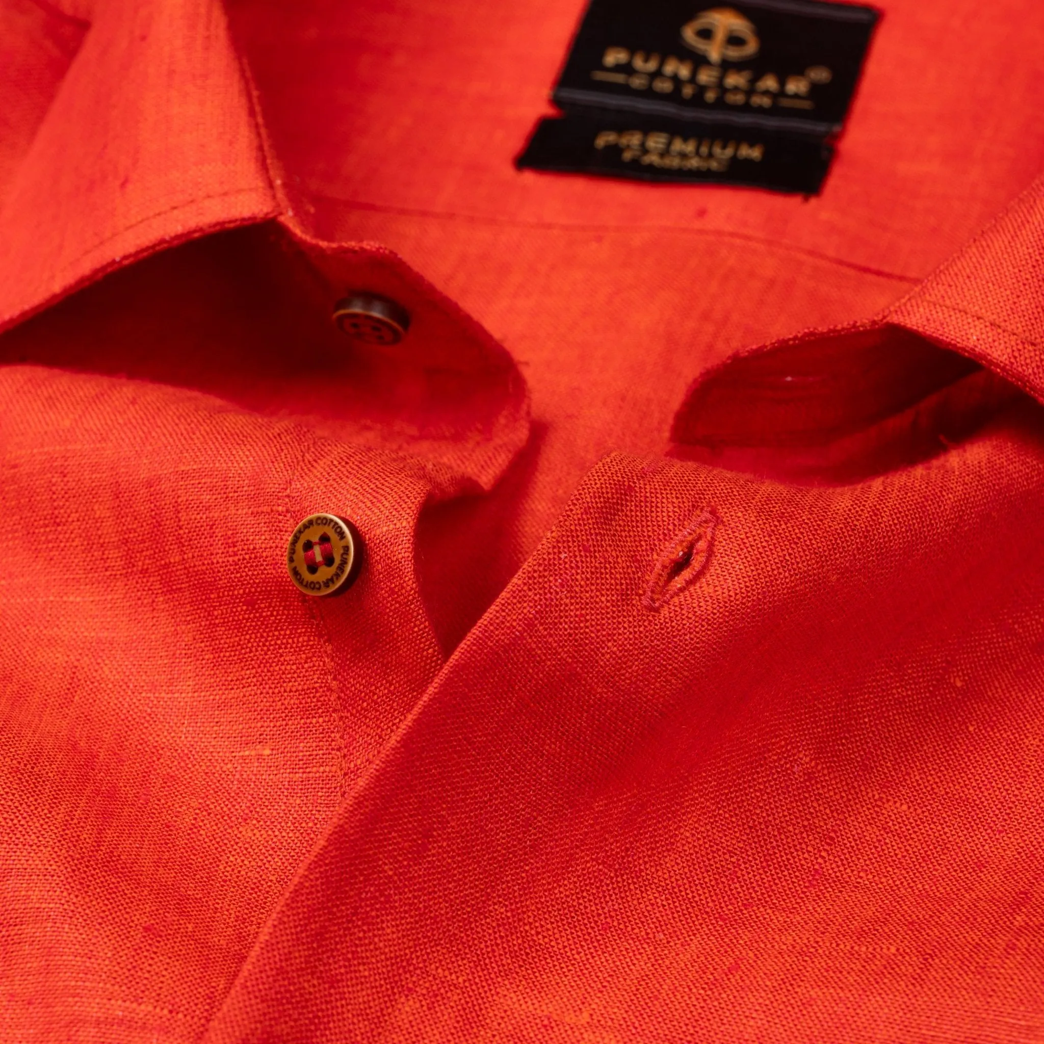 Red Color Prime Linen Shirt For Men