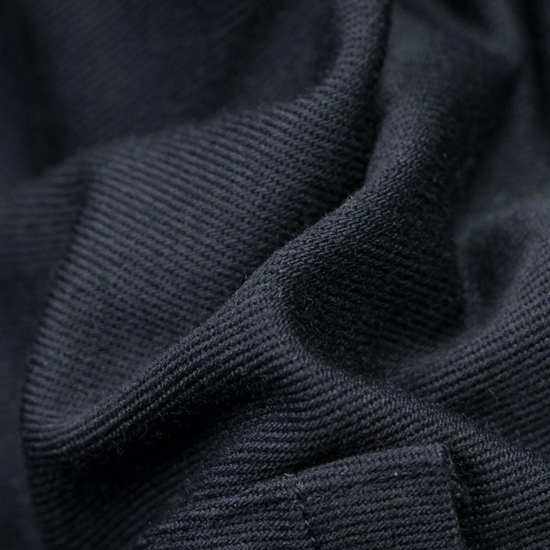 Robe coat in navy wool/cotton cavalry twill