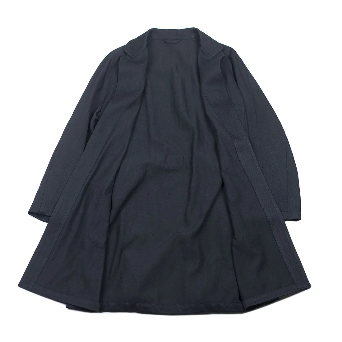 Robe coat in navy wool/cotton cavalry twill