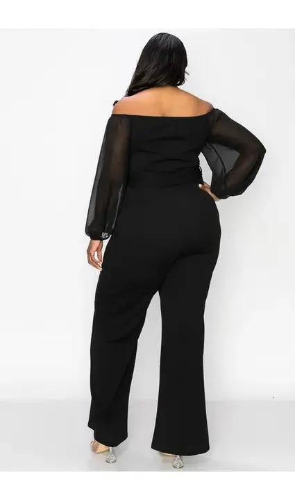 Royal Curves Black Surplice Jumpsuit