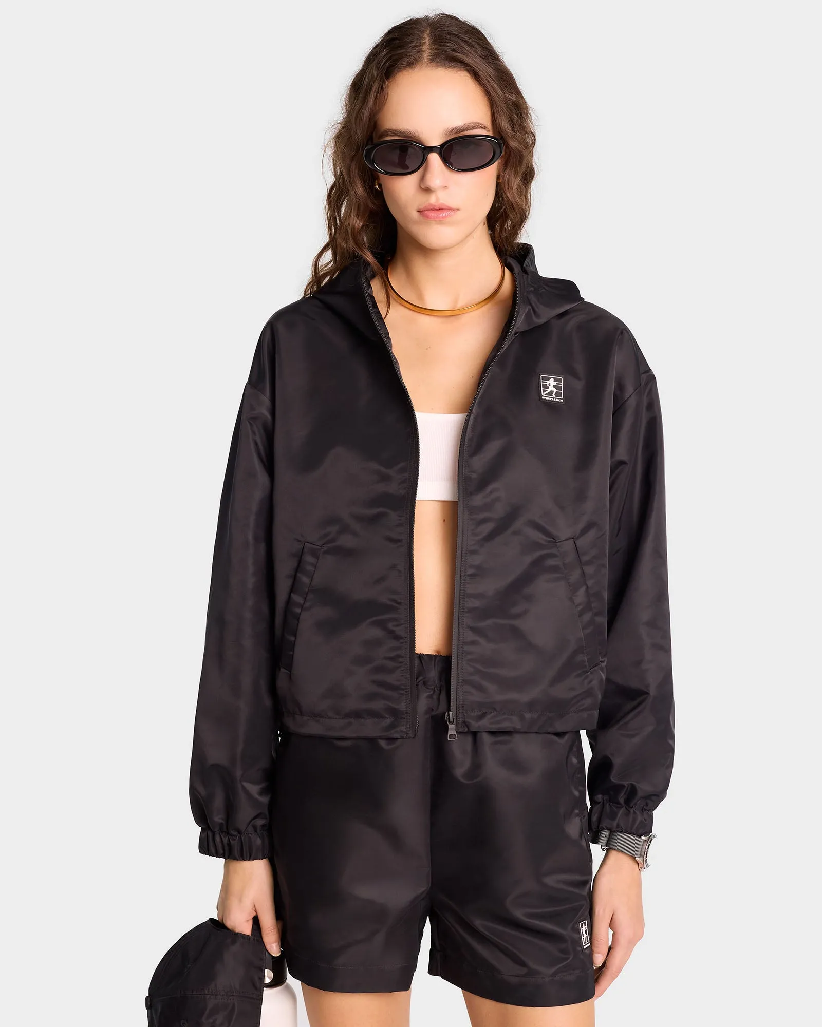 Running Woman Nylon Windbreaker - Black/White