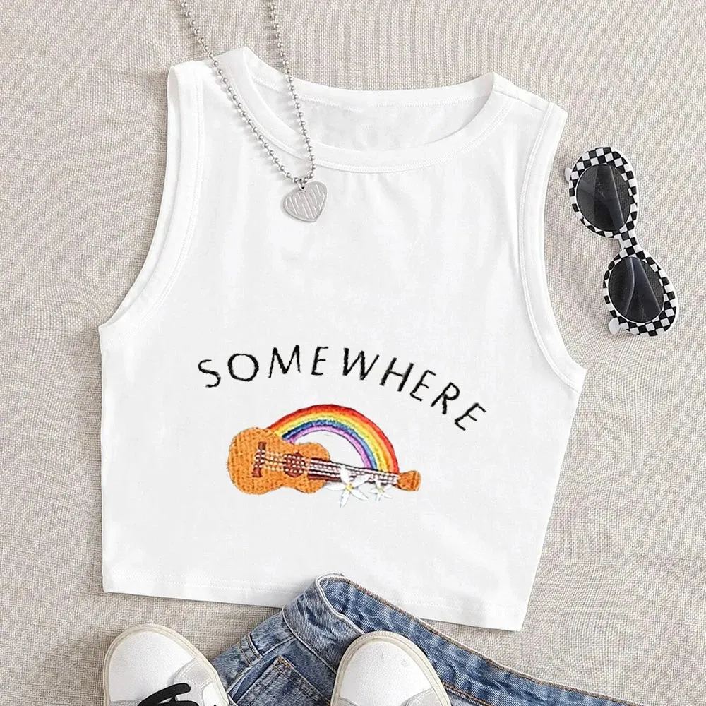 Somewhere Over the Rainbow Ukulele Cropped Top