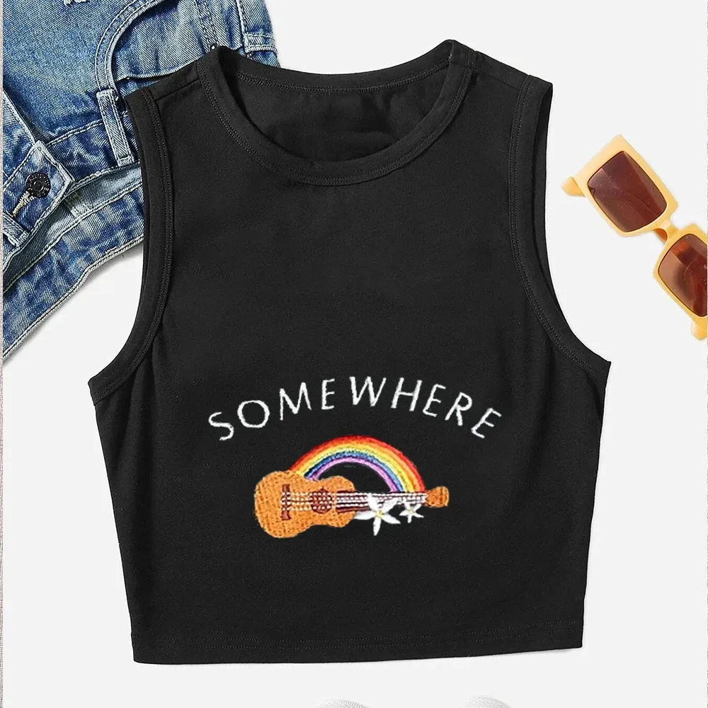 Somewhere Over the Rainbow Ukulele Cropped Top