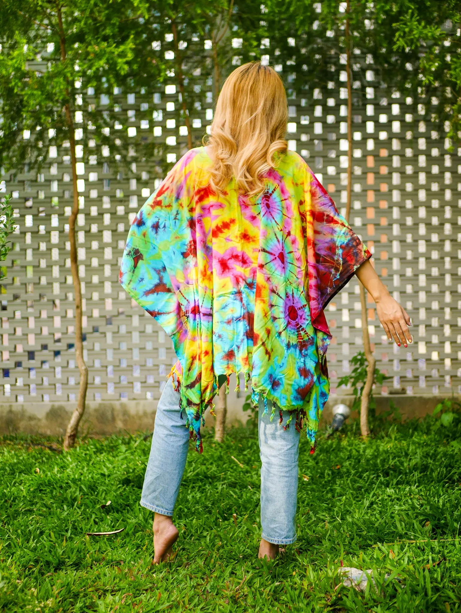 T0100- Hand Dyed Tunic Boho Kaftan Blouse Hippie Oversize Tops