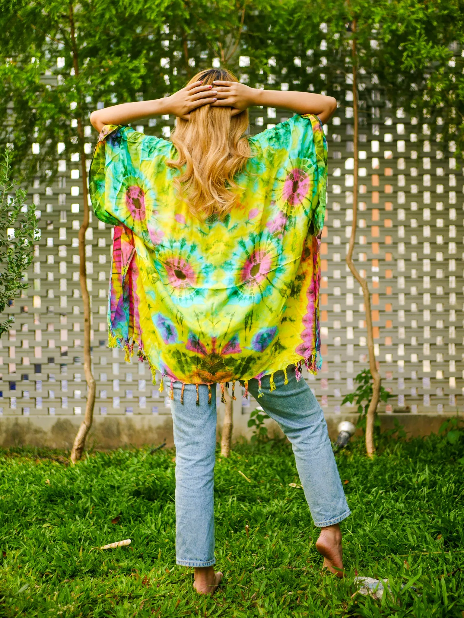 T0176- Hand Dyed Tunic Boho Kaftan Blouse Hippie Oversize Tops