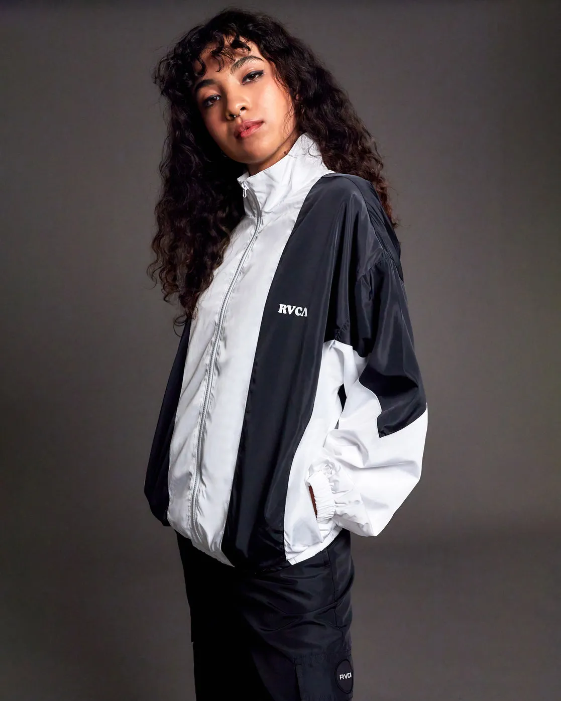 Throwback Windbreaker Jacket - Black/White