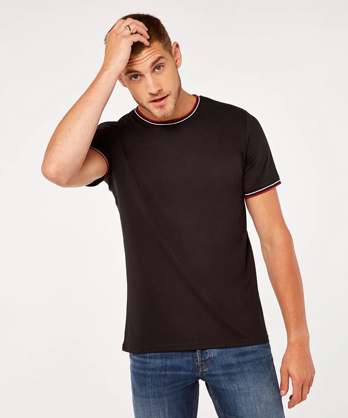 Tipped tee (fashion fit) | Black/White/Red