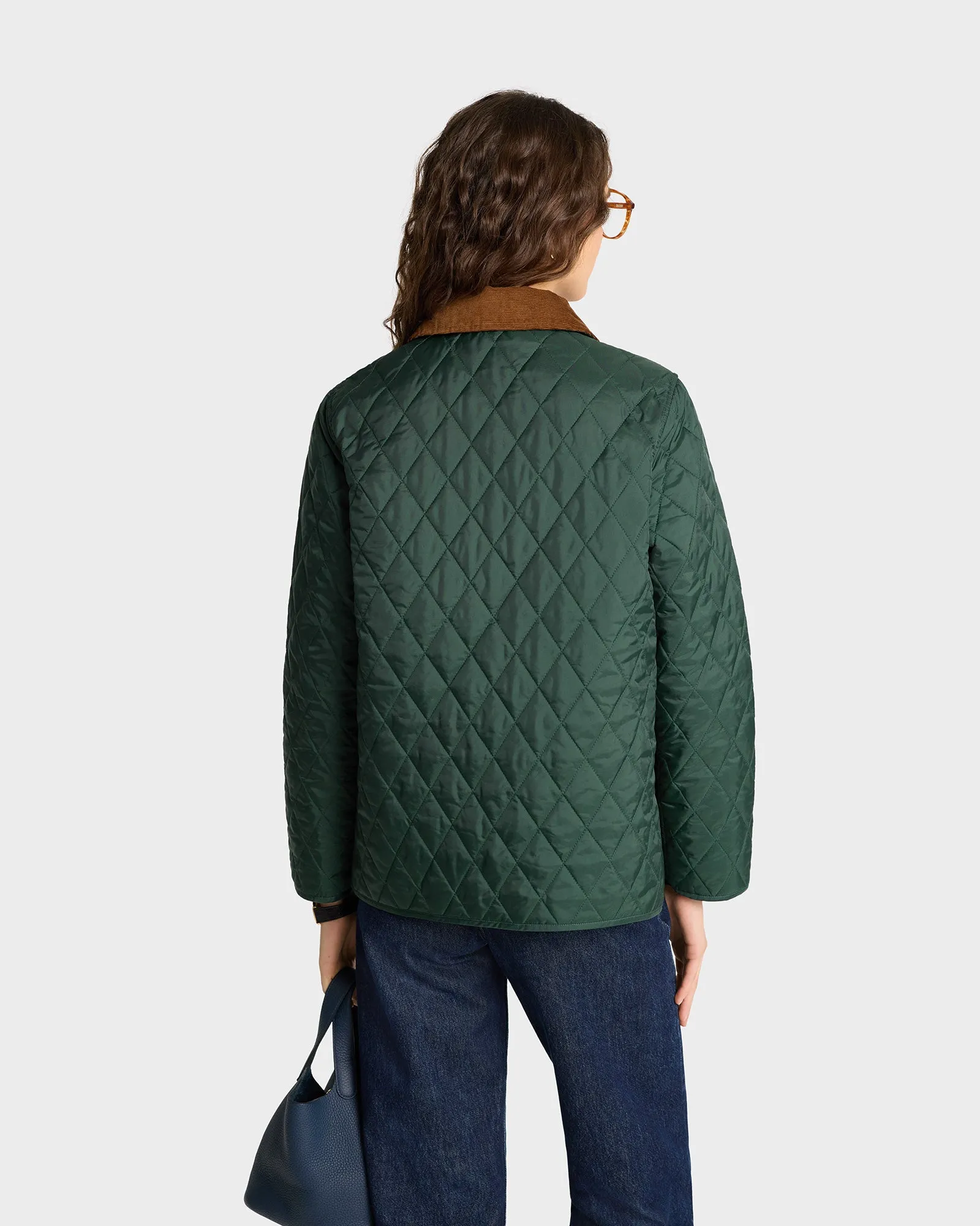 Vendome Nylon Quilted Jacket - Forest/Tan