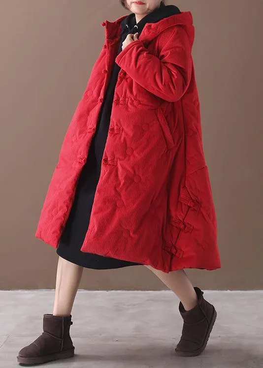 Warm red winter outwear plus size clothing snow jackets winter hooded coats