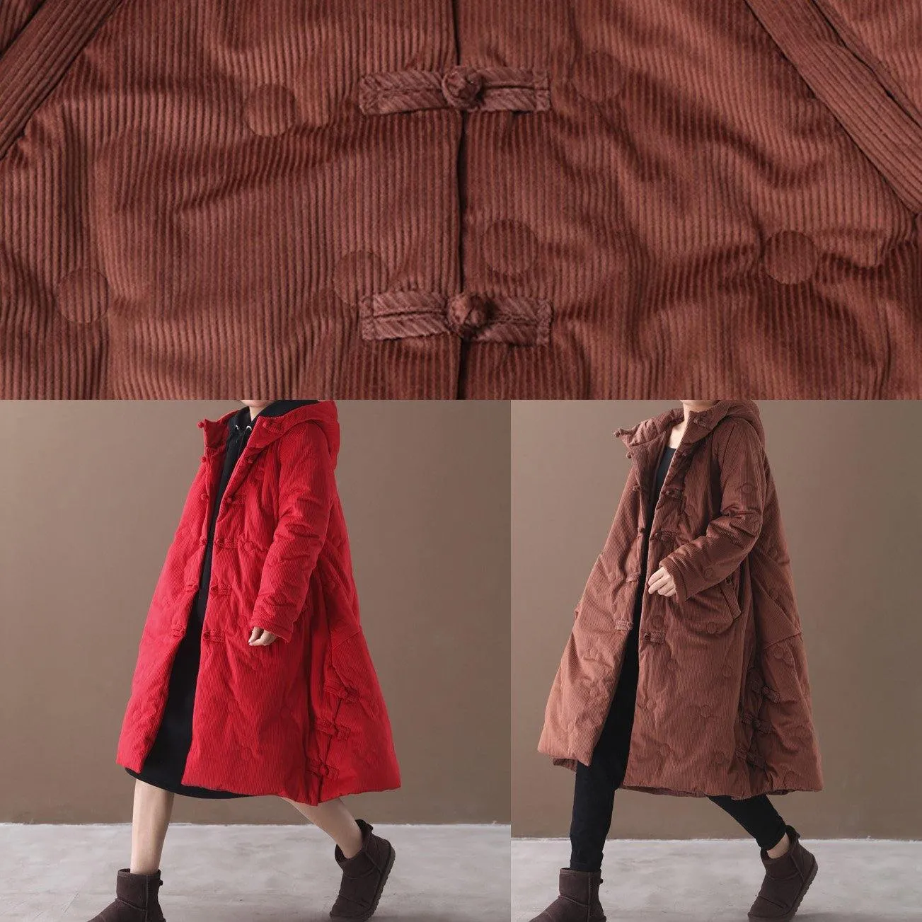 Warm red winter outwear plus size clothing snow jackets winter hooded coats