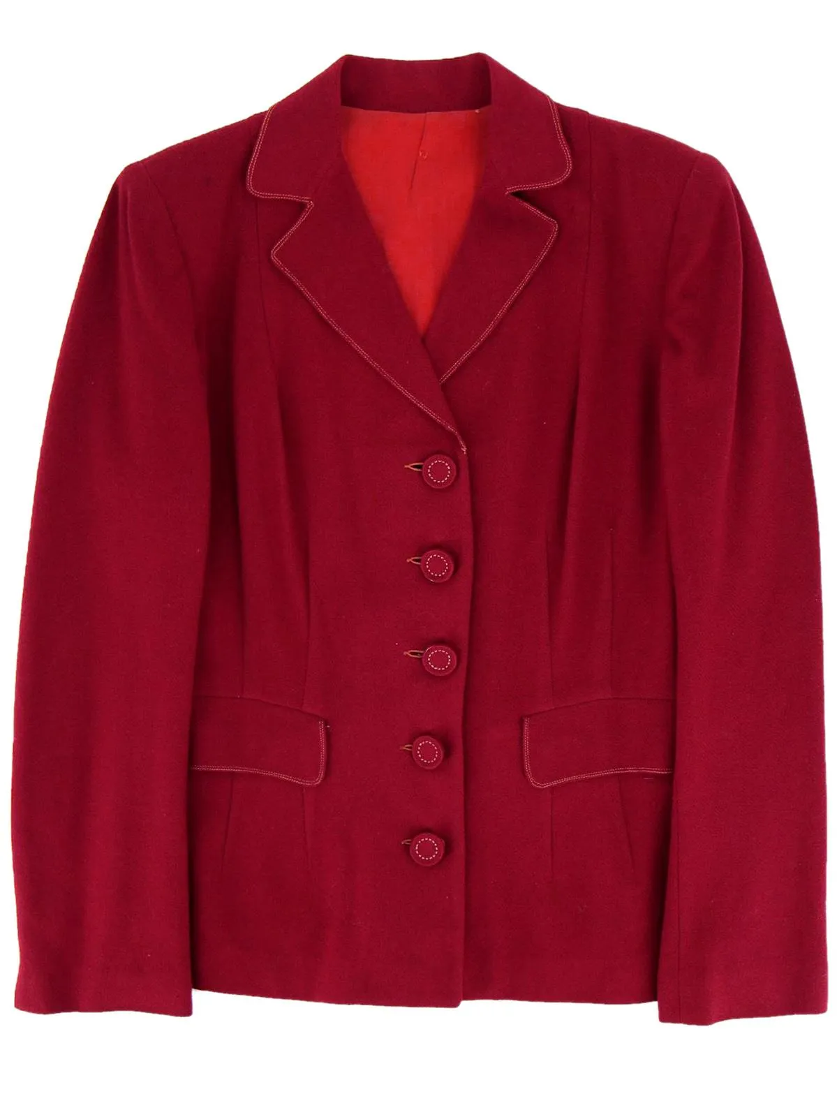 Wine Red 1940s Vintage Wool Jacket