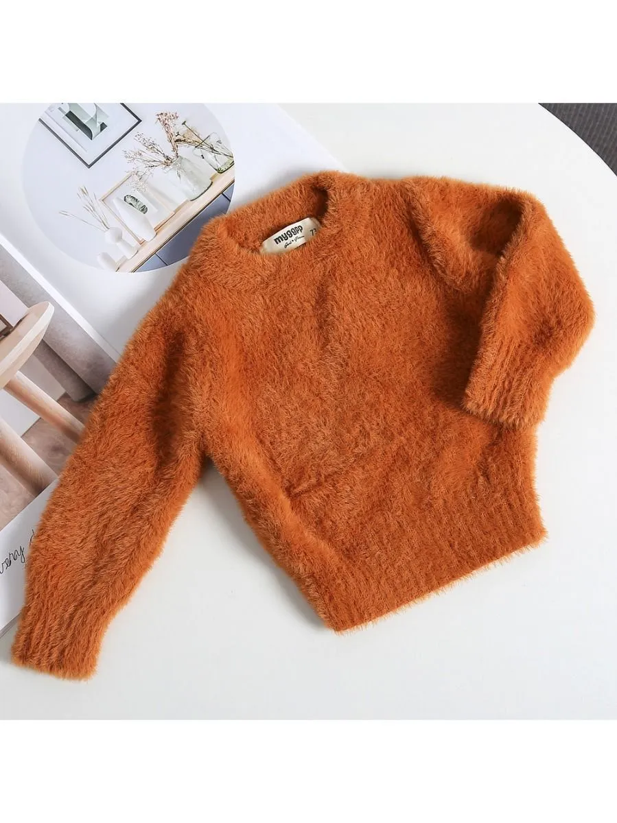 Winter Baby Toddler Girl Solid Color Soft Sweater