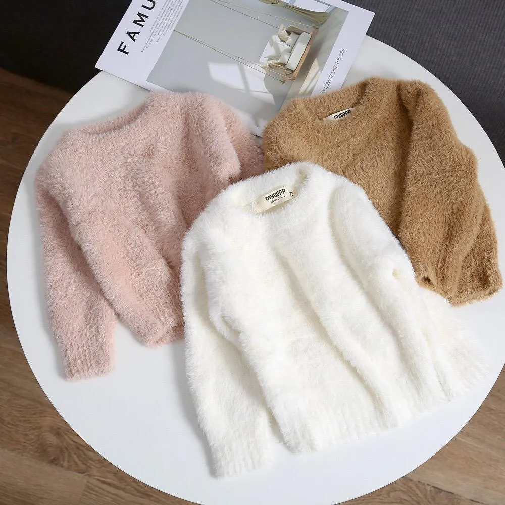 Winter Baby Toddler Girl Solid Color Soft Sweater