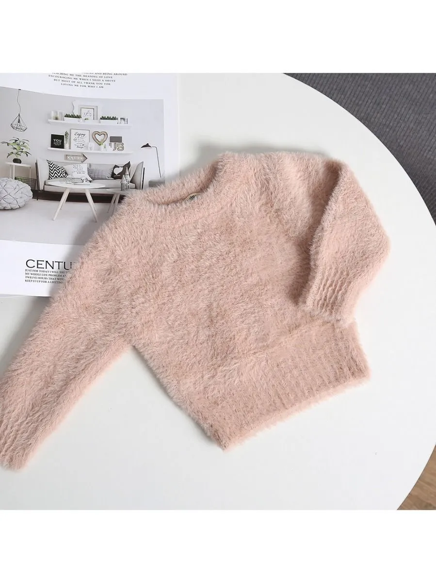 Winter Baby Toddler Girl Solid Color Soft Sweater