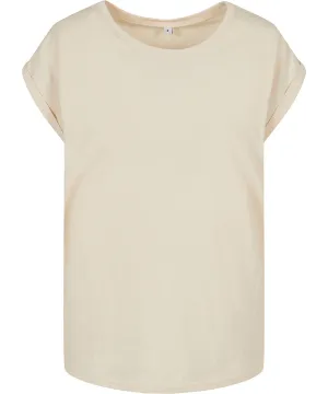 Womens extended shoulder tee | White Sand