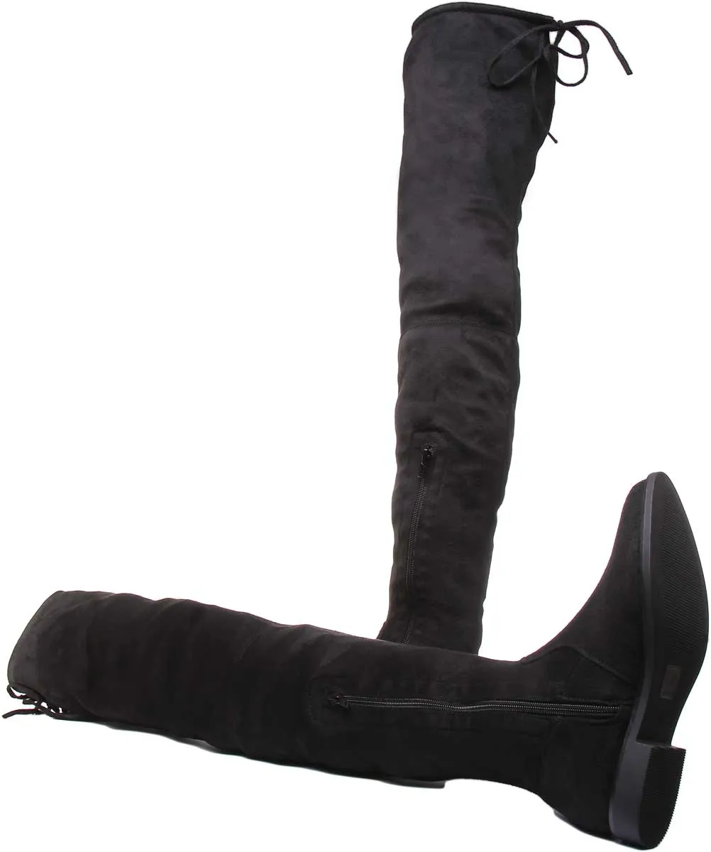 Womens Faux Suede FLat Over the Knee Boots