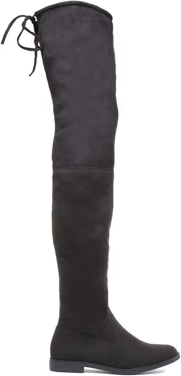 Womens Faux Suede FLat Over the Knee Boots