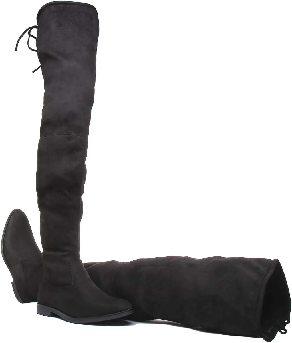 Womens Faux Suede FLat Over the Knee Boots