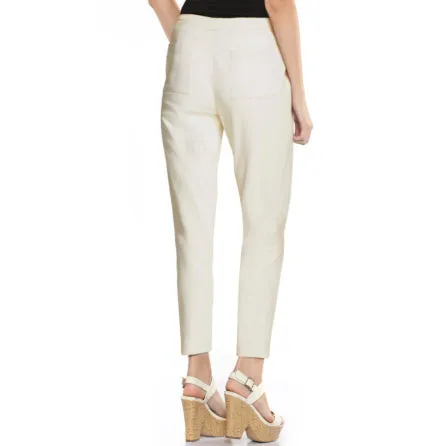 Women's Leather Straight Leg Pants - Pocket Detail