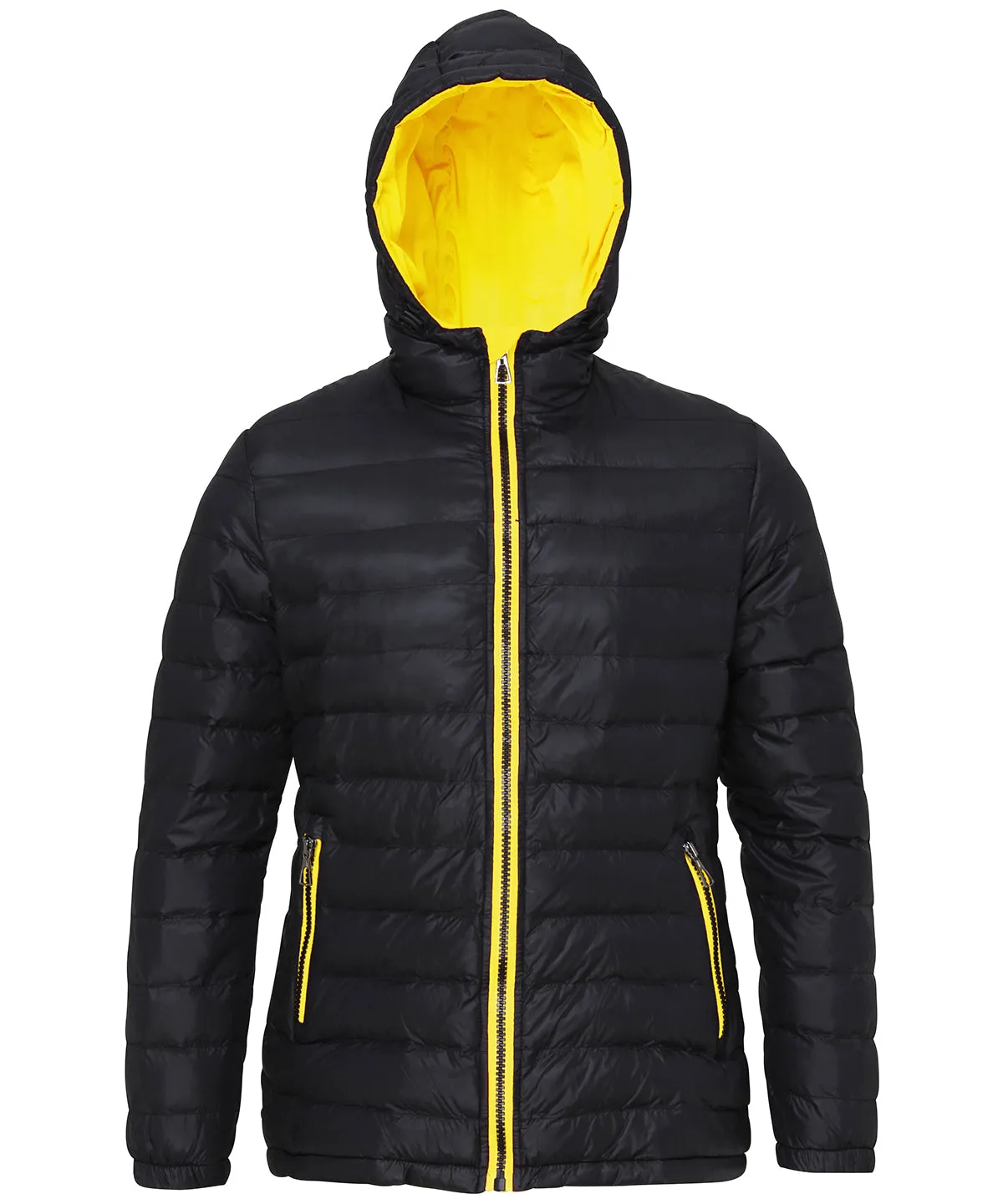 Womens padded jacket | Black /Bright Yellow